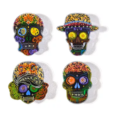 £5.99 • Buy 4X Skull Resin Casting Coaster Mold Epoxy Agate Jewelry Making Mould Craft Mould