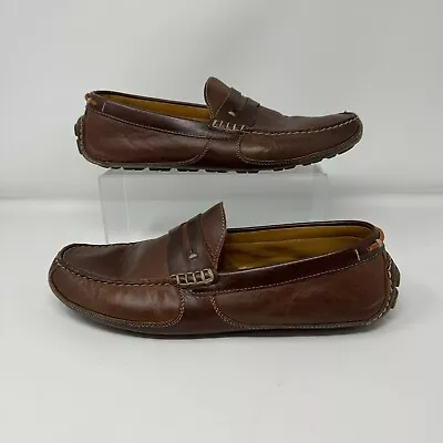 H.S. Trask Men's Leather Shoes Brown Driving Moccasin Loafer Size 10M • $21.21