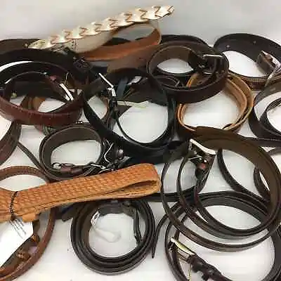 Wholesale LOT Of 18 Brown Black Woven Smooth Leather Belts Adult Various Sizes • $79.96