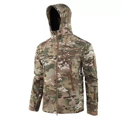 Waterproof Tactical Soft Shell Jacket Army Military Windbreaker Combat Camo Coat • £40.79