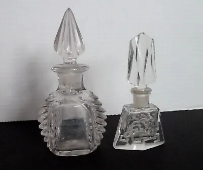 Antique Vintage Vanity Lot 2 Glass Bottles W/ Glass Stopper Decorative Perfume • $11.95