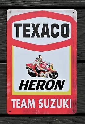 Texaco Heron Suzuki Barry Sheene Motorcycle Garage Art Metal Sign 12 X 8 Inch • £8.99