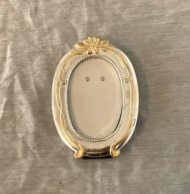 Vintage  Art Deco Gold / Silver Plated Metal Stand-Up Oval Footed Picture Frame • $11.99