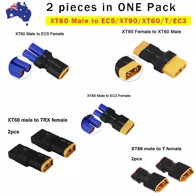 2pcs XT60 Male To EC5 XT90 XT60 TRX EC3 Female Connector For Battery Lipo Plugs • $8.99