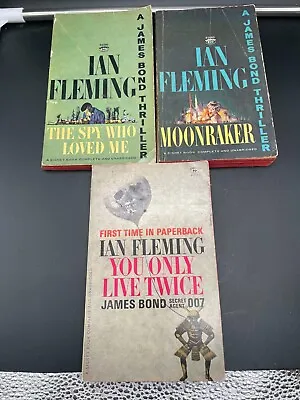 (3) JAMES BOND Moonraker Spy Love Me Only Live Twice Fleming Paperback Book • $18.49