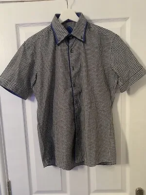 DSP Italian Style Slim Fit Short Sleeve Shirt Checkered Size 38/39 • £19.99