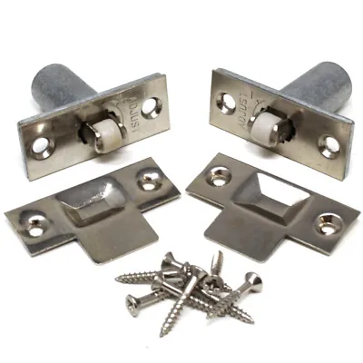 £5.99 • Buy 2 X ADJUSTABLE ROLLER CATCH + SCREWS - NICKEL PLATED - SPRING LOADED BALL LATCH