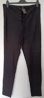 Ladies Size 20 Black Simply Be Lace Up Front Leggings BNWT • £5