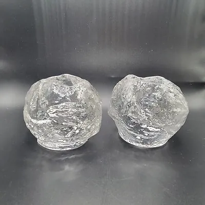 Vintage Kosta Boda Snowball Candle Holders Set Of 2  • $29