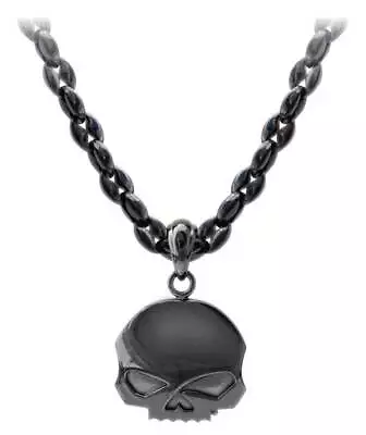 Harley-Davidson Men's Blackout Willie G Skull Necklace Stainless Steel HSN0063 • $129.95