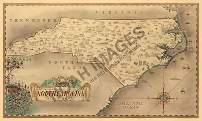 Historical Map Of North Carolina 16x26 • $9.95