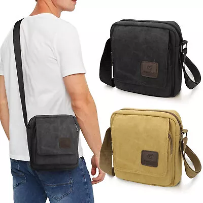 Men Vintage Canvas Crossbody Bag Portable School Satchel Messenger Shoulder Bags • $13.98