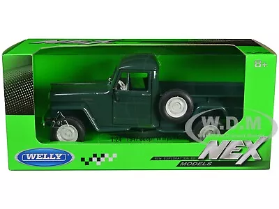 1947 Jeep Willys Pickup Dark Green 1/24 Diecast Model Car By Welly 24116 • $17.49