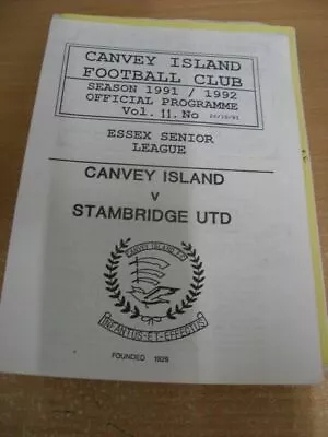 26/10/1991 Canvey Island V Stambridge United  . For UK Orders Postage/shipping I • £3.99