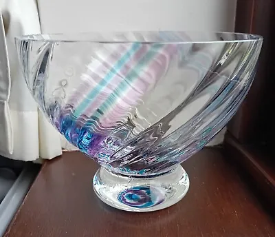 Vintage ?1980s Caithness Glass Rondo Bowl Blue & Purple Swirl. Perfect Cond. • £14.50