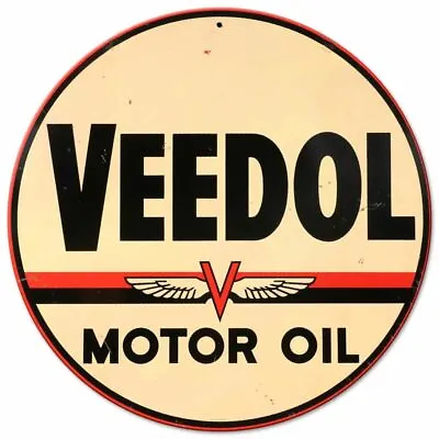 Veedol Motor Oil 14  Round Heavy Duty Usa Made Metal Gas Advertising Sign • $72