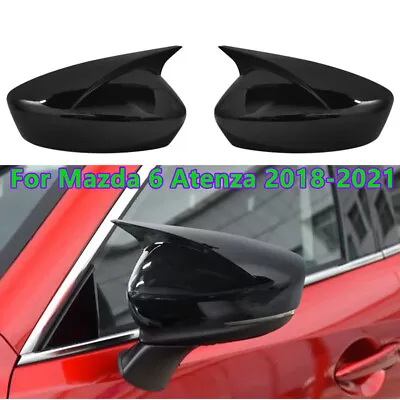 Glossy Black Side Mirror View Horn Cover Cap Trim For Mazda 6 Atenza 2018-2021 • $49.99