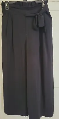 $15 • Buy Zara Trafaluc Pants Womens Size M Medium Black Belted Wide Leg Casual