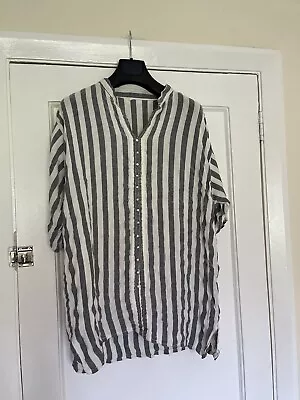 Handmade In Morocco Mens Striped Tunic Shirt Cotton Festival Hippy Boho Casual M • £19.99