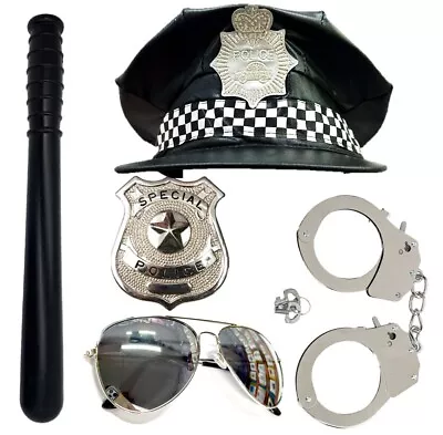 Police Fancy Dress Accessories Halloween Dead Cop Zombie Cops Robbers Handcuffs • £5.99