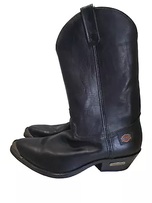 Harley Davidson Motorcycles Black Leather Pointy Toe Metal Tip Boots Size 12 • $199.99