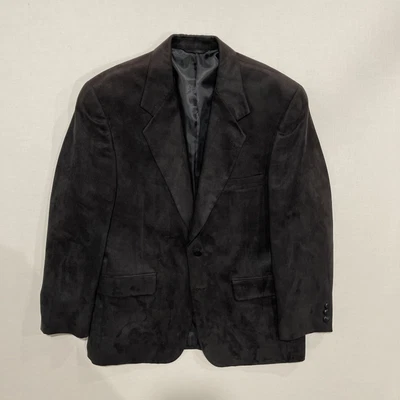 $58 • Buy Vintage 90s Versace V2 Sueded Faux Suede Blazer Black Size 42S