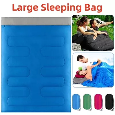 Double Sleeping Bag 4 Season Waterproof Outdoor Camping Hiking Envelope Zip Bags • £24.99