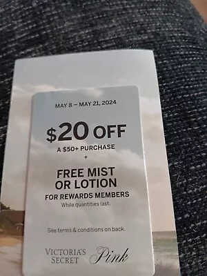 Victoria’s Secret Coupon $20 Off $50 Purchase + Mist/Lotion May 8-21 2024 • $5