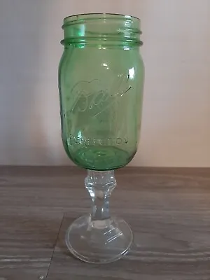 Green Redneck Hillbilly Wine Glass 12 Oz Ball Mason Jar On Stem • $14