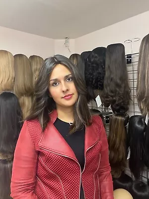 $1000 • Buy Malky Wig Sheitel European Multidirectional 15  Straight Brown/ Highlights #8/4