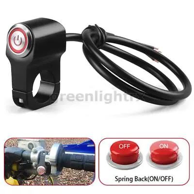 7/8  Motorcycle Handlebar Switch Momentary Horn Button Power Start Red Light LED • $10.99