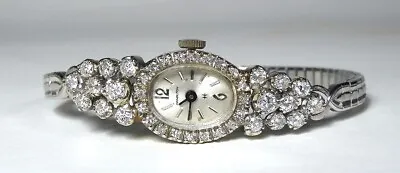 Vintage Hamilton 14K White Gold Ladies Diamond Watch • $1499.99