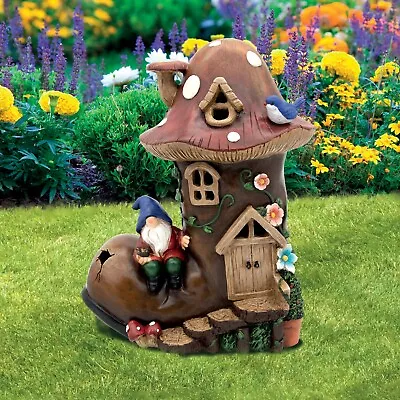 GardenKraft Solar Light-Up Gnome House / Charming Traditional Garden Decoration • £24.99