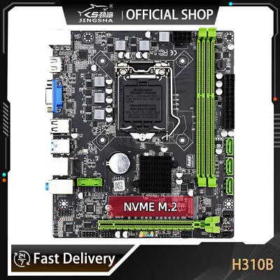 JINGSHA H310B PC Motherboard LGA 1151 Support DDR4 RAM NVME M.2 SATA 3.0 USB 3.0 • £55.18