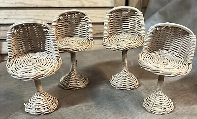 Vintage Rattan Wicker Barbie Doll House Furniture 4 Piece Set  Tall  Chairs • $9.99