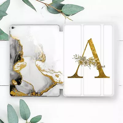 Custom Monogram Golden Marble Case For IPad 10.2 Pro 12.9 11 9.7 Air 4 5 Mini • $25.49