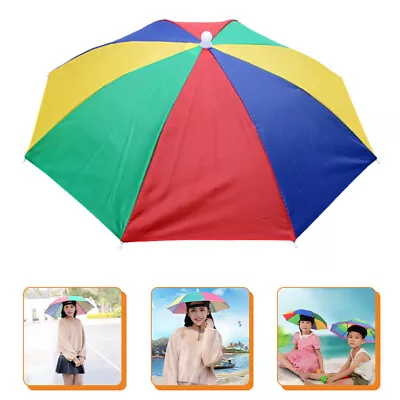  Head-Mounted Umbrella Cap Solar Fan Hat Kids Umbrellas Outdoor Hands-free • £8.88