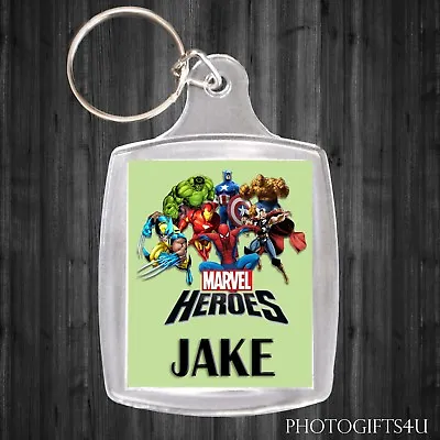 Personalised MARVEL HEROES Keyring / Bag Tag With Your Name - LARGE 35x45mm • £3.99