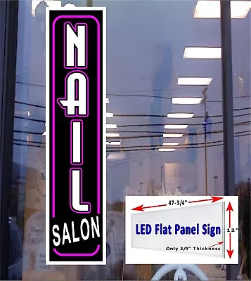 NAIL SALON Led Flat Panel Light Box Vertical Window Sign 48 X12  • $279.96