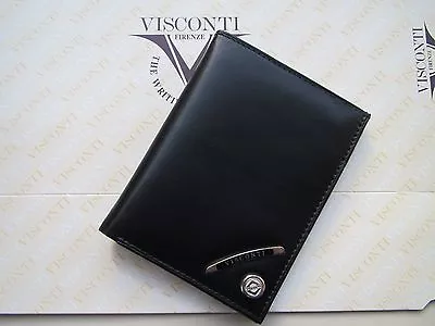 Visconti Premium Black Calf Leather Mini Card+one-pen Wallet NN5 • $45.04