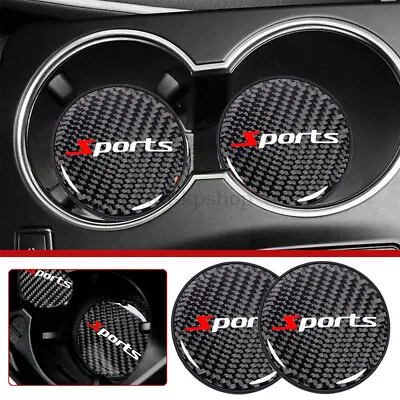 2x Car Cup Holder Anti-Slip Insert Coasters Carbon Fiber Pads Mats Accessories • $18.77