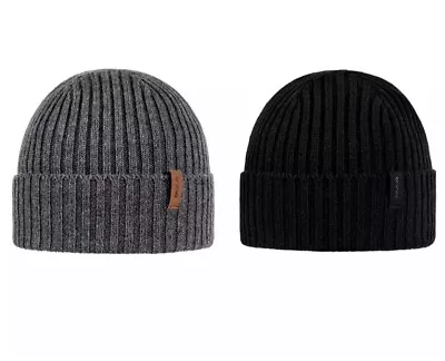 BULA Unisex Logo Merino Wool Blend Thermal Beanie Hat Black/ Gray Breathable.￼ • $14.97