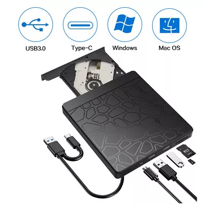 £21.99 • Buy External CD/DVD Drive USB 3.0 Portable Slim DVD/CD Rom Rewriter Burner Writer PC