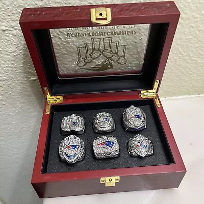 NFL Brand New England Patriots 6pc Replica Super Bowl Ring Set  Display Box • $100