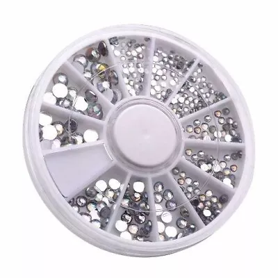 3D Acrylic 400 Pcs Nail Art Tips Gems Crystal Rhinestones DIY Decoration Wheel • $4.98