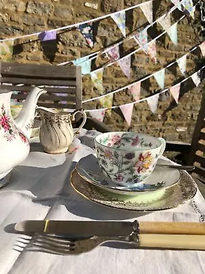 £4.99 • Buy CLEARANCE Fabric Bunting  Heart Garland Pink Vintage Floral Sale 40ft 80ft 120ft