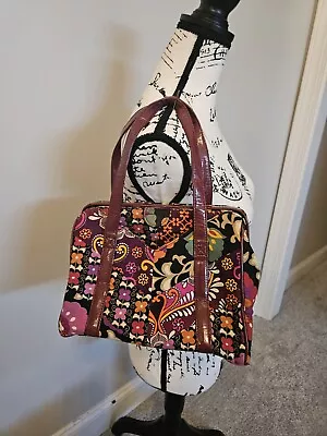 Vera Bradley Safari Sunset Shoulder Bag Plum Trim Straps Boho Chic Tote Purse • $23.50