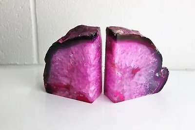 £49.95 • Buy AB26) Agate Quartz Crystal Bookends Pink House Office Gift Home Décor 2.59 KG