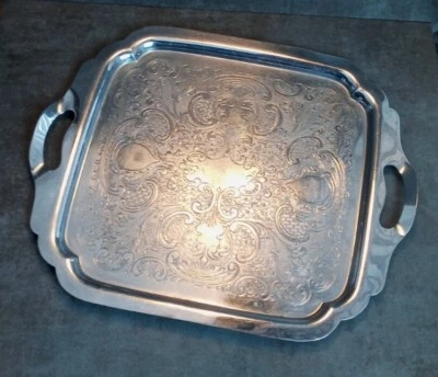 $22.90 • Buy Vintage Farber Brother Krome Kraft Serving Tray Vignette Tray With Handles