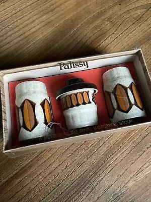 £14 • Buy Vintage Palissy Royal Worcester Salt & Pepper Cruet Mustard Condiment Set & Box.